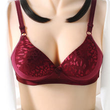 Load image into Gallery viewer, Ladies Solid Color Sexy Jacquard Glossy Breathable Bra Padded Push Up Adjustable Strap Bra