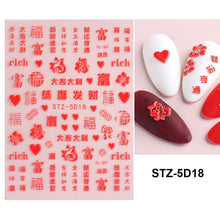 Load image into Gallery viewer, 5D Halloween Nail Art Stickers Spider Web Horror Eyes Face Pumpkin Nail Decals Embossed Designs Sliders Foils Manicure TRSTZ-5D