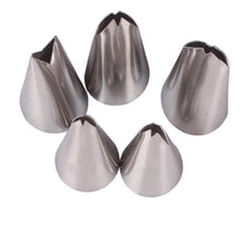 Load image into Gallery viewer, 5Pcs Set Leaves Nozzles Stainless Steel Icing Piping Nozzles Tips Pastry Tips For Fondant Cake Baking Decorating Tools