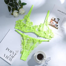 Load image into Gallery viewer, Aduloty 2-Piece Flroal Bra Set Women 13 Colors Mesh Bra Underwire + Panty Underwear Set Ladies Cut Out Sexy Lingerie Set