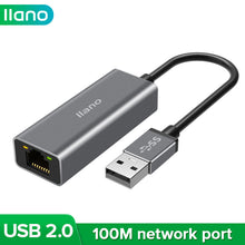Load image into Gallery viewer, USB2.0 100M Wired Network Port USB to Network Port Adapter for MacBook,Laptop,Cpmputer,Lenovo and More