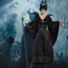 Load image into Gallery viewer, Movie Maleficent Devil Cosplay Costume Halloween Women Black Long Gown Evil Wicked Queen Gown with Horns