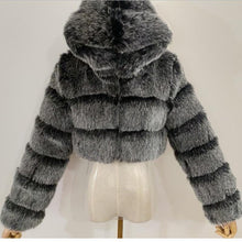 Load image into Gallery viewer, Women's Coat Short Hooded Imitation Fur Coat Imitation Fox Hair Long Sleeve Splicing Coat