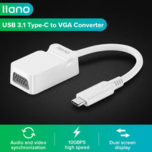 Load image into Gallery viewer, llano USB 3.1 Type-C to VGA Converter Adapter 1080P 60Hz HD Visual 10Gbps High-speed Adapter