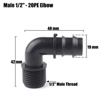 Load image into Gallery viewer, 5pcs 1/2" 3/4" Male Thread Elbow Connectors 16 20mm Irrigation PE Pipe Connectors Threaded Garden Water Connectors Pagoda Joints