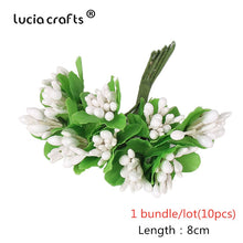 Load image into Gallery viewer, 6/10/12/70/90/144pcs White Hybrid Flower Cherry Stamen Berries Bundle DIY Cake Christmas Wedding Gifts Box Wreaths Decor D0604