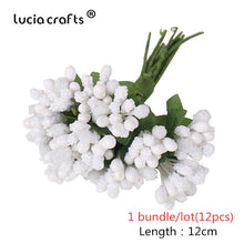 Load image into Gallery viewer, 6/10/12/70/90/144pcs White Hybrid Flower Cherry Stamen Berries Bundle DIY Cake Christmas Wedding Gifts Box Wreaths Decor D0604