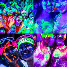 Load image into Gallery viewer, 6 fluorescent body paint pigments uv light washable luminescent pigments for face and body paint in dark body paint