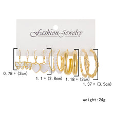 Load image into Gallery viewer, 6 Pairs Heart Butterfly Drop Earrings Set Big Circle Piercings Earrings Jewelry for Women Imitation Pearl Hoop Cute Ear Buckle