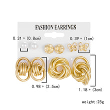 Load image into Gallery viewer, 6 Pairs Heart Butterfly Drop Earrings Set Big Circle Piercings Earrings Jewelry for Women Imitation Pearl Hoop Cute Ear Buckle