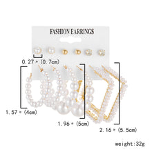 Load image into Gallery viewer, 6 Pairs Heart Butterfly Drop Earrings Set Big Circle Piercings Earrings Jewelry for Women Imitation Pearl Hoop Cute Ear Buckle
