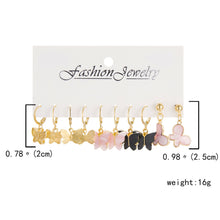 Load image into Gallery viewer, 6 Pairs Heart Butterfly Drop Earrings Set Big Circle Piercings Earrings Jewelry for Women Imitation Pearl Hoop Cute Ear Buckle