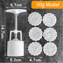 Load image into Gallery viewer, 6 Style Round/Square Flower Mooncake Mold Set 100g Mid Autumn Festival DIY Hand Pressure Fondant Moon Cake Mould Decoration Tool