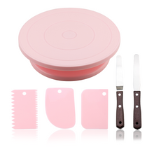 Load image into Gallery viewer, 6Pcs/Set Plastic Cake Turntable Rotating Cake Plastic Dough Pastry Decorating Cream Stand Rotary Table DIY Pan Baking Tool