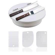 Load image into Gallery viewer, 6Pcs/Set Plastic Cake Turntable Rotating Cake Plastic Dough Pastry Decorating Cream Stand Rotary Table DIY Pan Baking Tool