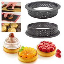 Load image into Gallery viewer, 6pcs/set Tarte Ring Perforated Plastic Cutting Rings Non-stick Tart Mold Mousse Circle Cutter DIY Bakeware Kit