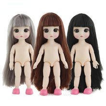 Load image into Gallery viewer, Adollya 16cm BJD Doll Nude Body Ball Jointed Swivel Doll 3D Eyes 13 Moveable Joints Body Make-up Princess 1/12 BJD Dolls