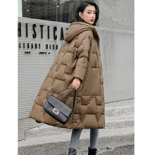 Load image into Gallery viewer, Winter Women Hooded Loose Thick Warm 90% White Duck Down Long Parkas Casual Female Zipper Pocket Down Coat Snow Outwear