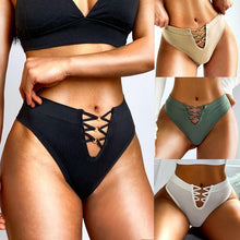 Load image into Gallery viewer, Hollow Cross Tie Thong Women Low Waist Sexy G-string High Stretch Bikini Briefs Ladies UnderwearPanties