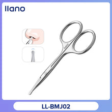 Load image into Gallery viewer, LLANO Nose Hair Scissor Rounded Professional Stainless Steel Mustache Facial Hair Beard Eyebrows Eyelashes Trimming Clippers