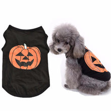 Load image into Gallery viewer, Dog Puppy Clothes XS S M L Cotton T-shirt Sleeveless Pumpkin Pattern Costumes Pet Halloween Apparel