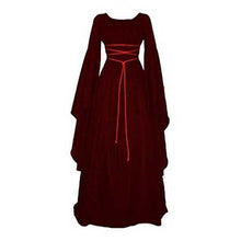 Load image into Gallery viewer, Halloween Costume Retro Long-sleeved Round Collar Belt Irregular Women's Dress