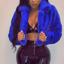 Load image into Gallery viewer, Fashion Women Coat Fluffy Fleece Turn-down Collar Faux Fur Top Short Loose Coat