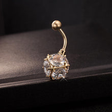 Load image into Gallery viewer, Navel Belly Bar Crystal Dangly Body Piercing Button Ring Ball