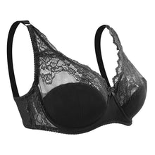 Load image into Gallery viewer, Queenral New Lace Perspective Bra Women Sexy Lingerie Underwire Embroidery Floral Bralette Plus Size