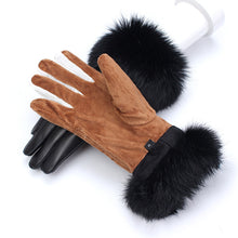 Load image into Gallery viewer, Korean Style High-End Full-Grain Sheepskin Touch Screen Fleece Lined Padded Warm Keeping Leather Gloves