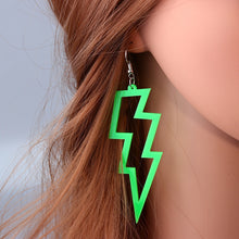 Load image into Gallery viewer, 6 Color Acrylic Neon Dangle Drop Earrings for Women Exaggerated Retro Fluorescent Green Lightning Long Earring Bar Party Jewelry