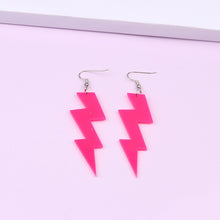 Load image into Gallery viewer, 6 Color Acrylic Neon Dangle Drop Earrings for Women Exaggerated Retro Fluorescent Green Lightning Long Earring Bar Party Jewelry