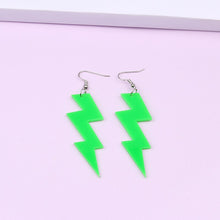 Load image into Gallery viewer, 6 Color Acrylic Neon Dangle Drop Earrings for Women Exaggerated Retro Fluorescent Green Lightning Long Earring Bar Party Jewelry