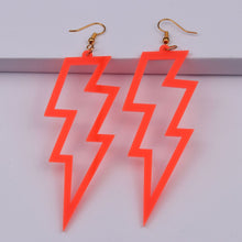 Load image into Gallery viewer, 6 Color Acrylic Neon Dangle Drop Earrings for Women Exaggerated Retro Fluorescent Green Lightning Long Earring Bar Party Jewelry