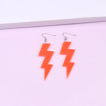 Load image into Gallery viewer, 6 Color Acrylic Neon Dangle Drop Earrings for Women Exaggerated Retro Fluorescent Green Lightning Long Earring Bar Party Jewelry