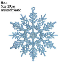 Load image into Gallery viewer, 6pcs 10cm Plastic Gold Silver Glitter Powder Snowflake Xmas Ornaments Pendant Christmas Tree Decorative Hanging Snowflake
