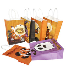 Load image into Gallery viewer, 6Pcs Halloween Paper Bags Ghost Pumpkin Orange Biscuit Candy Gift Bags for Kids Halloween Party Decoations Supplies 21x15x8cm