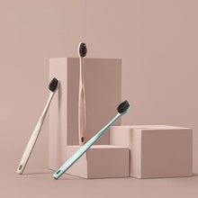 Load image into Gallery viewer, Long Charcoal Medium Soft Bristles Wheat Straw Family Combination 3 Soft Bristles Toothbrush