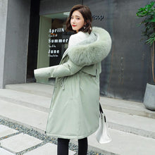 Load image into Gallery viewer, PiaoMT 2021 Winter Women's Cotton-padded Jacket Mid-length Large Fur Collar Plus Fleece Down Padded Jacket Padded Coat