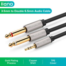 Load image into Gallery viewer, AUX 3.5mm to Dual 6.5mm Audio Cable Headset Microphone 2 in 1 Audio Splitter Cable Cable Male to Male For Desktop Laptop Cell Phone Game Voice Calls Mixer Speaker