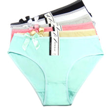 Load image into Gallery viewer, Plus Size Panties Cotton Women Underwear Bow Bikini Sexy Briefs Mid Waist Lingerie 2XL-4XL 6 Pcs/set