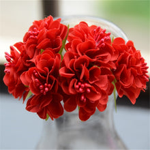 Load image into Gallery viewer, 6pcs Silk Stamen Artificial Flower Bouquet Wedding Party Decoration DIY Handmade Wreath Gift Scrapbooking Craft Fake Flowers
