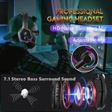Load image into Gallery viewer, RGB Gaming Headset,7.1 Stereo Gamer Headphones with Microphone For PC PS4 PS5, Over Ear Noise Canceling Computer Phone Earphones