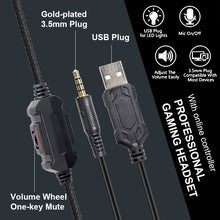Load image into Gallery viewer, RGB Gaming Headset,7.1 Stereo Gamer Headphones with Microphone For PC PS4 PS5, Over Ear Noise Canceling Computer Phone Earphones