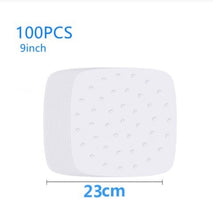 Load image into Gallery viewer, 7/8/9Inch 100pcs Baking Oil Paper With Hole Air Fryer Baking Paper Bun Cake Paper Saucer Baking Accessories Baking Kitchen Tool
