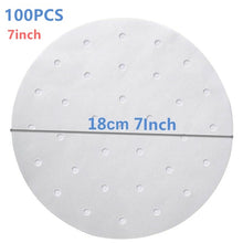 Load image into Gallery viewer, 7/8/9Inch 100pcs Baking Oil Paper With Hole Air Fryer Baking Paper Bun Cake Paper Saucer Baking Accessories Baking Kitchen Tool