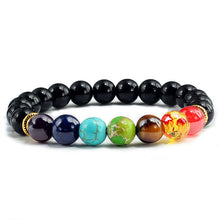 Load image into Gallery viewer, 7 Chakra Bracelet Men Black Lava Tiger Eye Stones Healing Balance Beads Reiki Buddha Prayer Natural Stone Yoga Bracelets Bangles