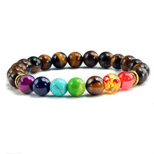 Load image into Gallery viewer, 7 Chakra Bracelet Men Black Lava Tiger Eye Stones Healing Balance Beads Reiki Buddha Prayer Natural Stone Yoga Bracelets Bangles
