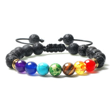 Load image into Gallery viewer, 7 Chakra Bracelet Men Black Lava Tiger Eye Stones Healing Balance Beads Reiki Buddha Prayer Natural Stone Yoga Bracelets Bangles