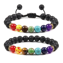 Load image into Gallery viewer, 7 Chakra Bracelet Men Black Lava Tiger Eye Stones Healing Balance Beads Reiki Buddha Prayer Natural Stone Yoga Bracelets Bangles